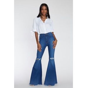 Brand New wide medium wide leg denim jeans